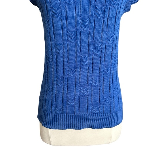 CC COURTENAY Vintage 70s Royal Blue Knit Sweater Vest Sleeveless V-Neck Preppy M - Picture 5 of 12